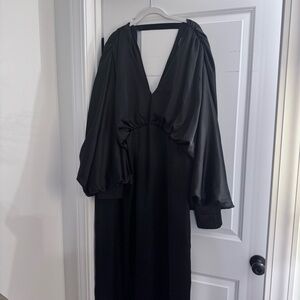 Boohoo Black Bell Sleeve Maxi Dress